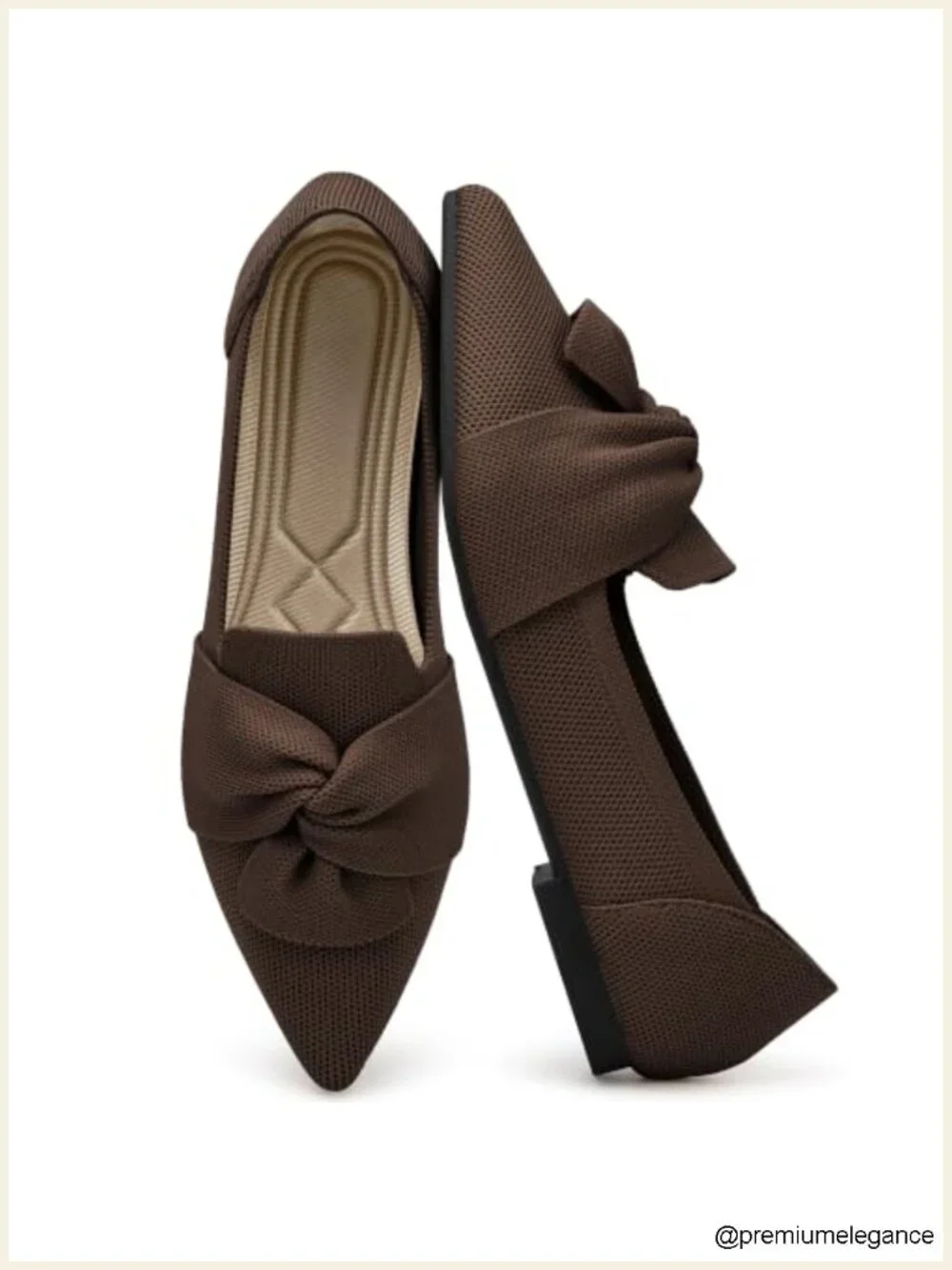 Dressy Ballet Flats: Lightweight 155g Knit Pointed Toe Work Shoes